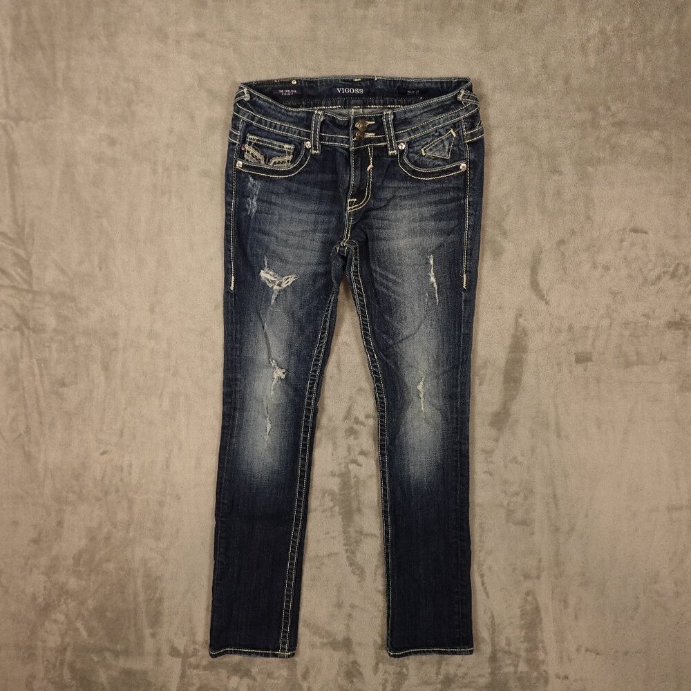 Vigoss The Chelsea Straight Jeans Women’s 28‎ Distressed Denim